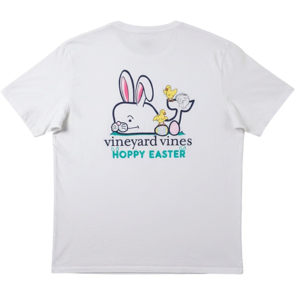 Vineyard Vines Shirt Mens 2XL White Hoppy Easter Bunny Whale Pocket Crew Neck T
